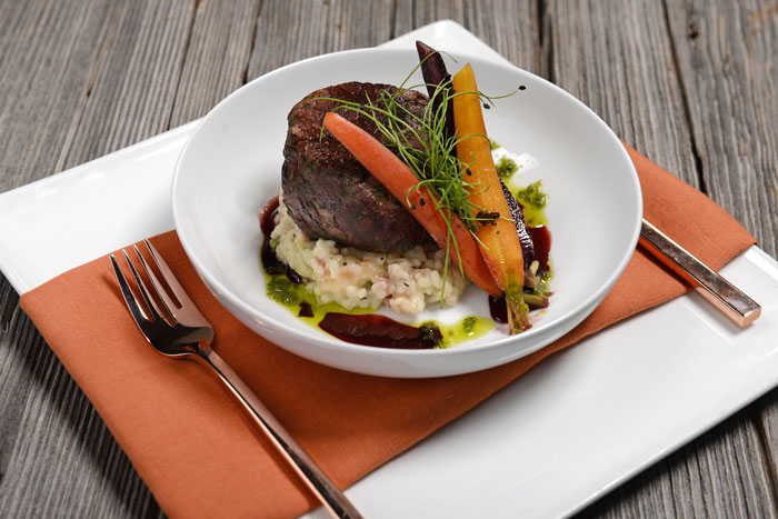 filet mignon over risotto